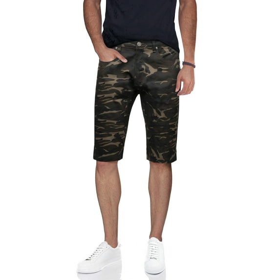 X RAY Men's Denim Shorts Frayed Hem Slim Look Stretch Jean Short for Men, Rips & Repair