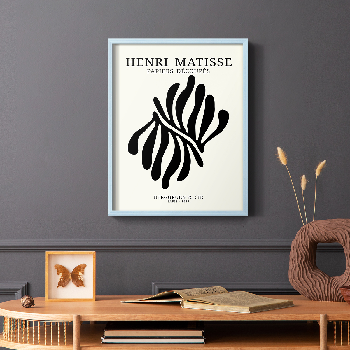 Matisse CDIX in Blue Solid Wood Framed Print No Nail Hanging