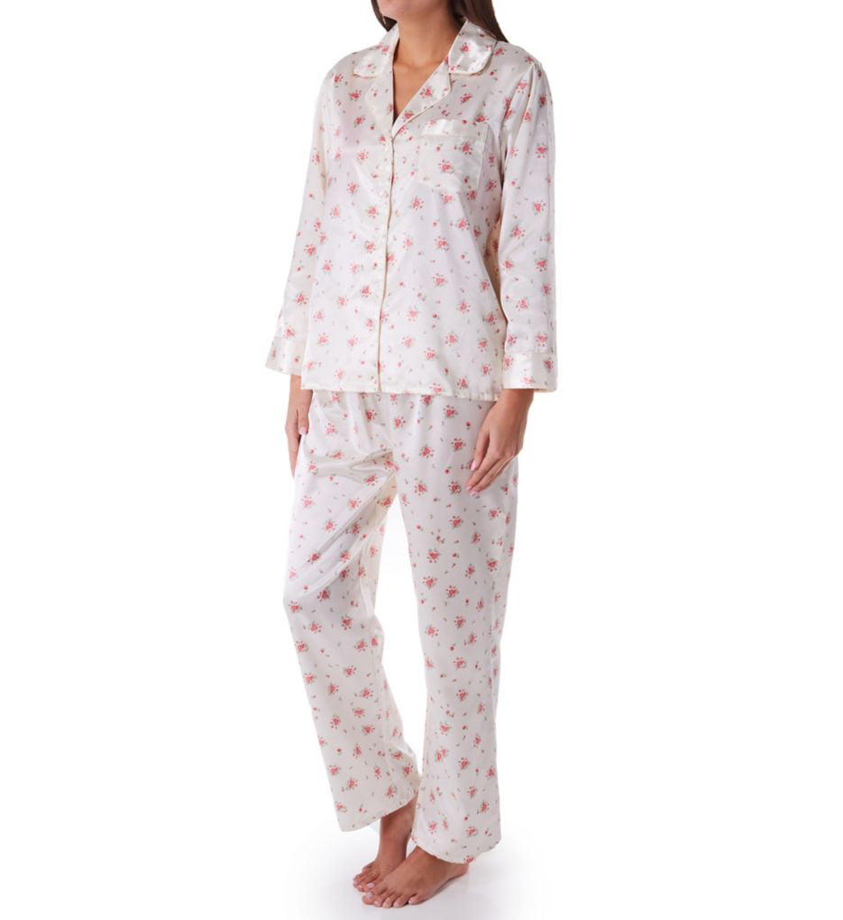 Women's KayAnna B15186F Printed Brushed Back Satin Pajama Set (Rose Bouquet  S)