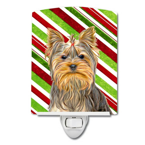 Caroline's Treasures KJ1170CNL Candy Cane Holiday Christmas Yorkie / Yorkshire Terrier Ceramic Night Light, 6x4x3",
