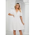 thumbnail image 3 of Purcoar Women's Summer Dress Short Sleeve V-Neck Midi Dress With Pocket, 3 of 7