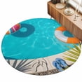 thumbnail image 2 of Round Area Rugs 3.3Ft, Summer Pool Non-Slip Washable Circle Rugs Carpet, Tropical Botanical Swimming Ring Indoor Outdoor Rug Floor Mats Throw Runner for Bedroom Living Room Bathroom, 2 of 8