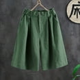 thumbnail image 2 of Zpanxa Womens Shorts Clearance Summer Casual Elastic Waist Cotton Linen Shorts Solid Color Leisure Button Pocket Bermuda Shorts Green 3XL, 2 of 7