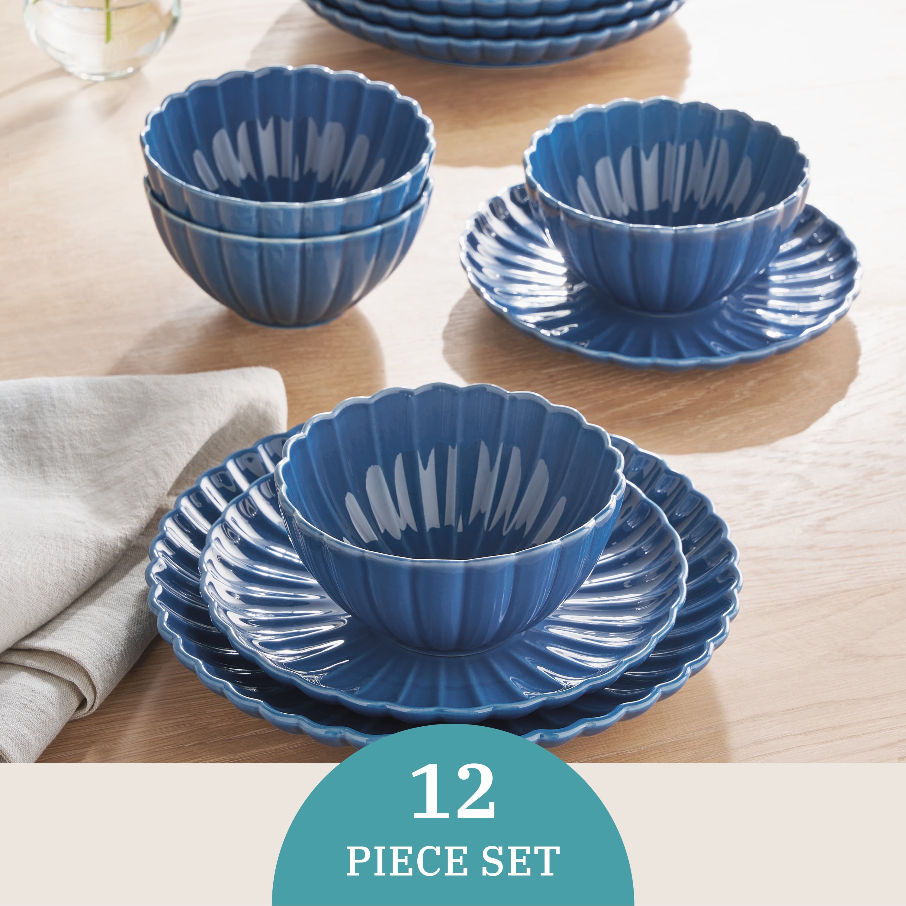 Free Shipping! The Pioneer Woman Colette 12-Piece Blue Stoneware