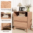 thumbnail image 3 of FIAKOA Modern Nightstand with Charging Station, Round Corner Bedside Table with 2 Drawers and Open Shelf, Small Night Stand for Bedroom, Living Room, Nursery, Dorm, Nature, 3 of 9