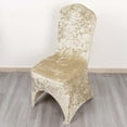 thumbnail image 3 of Efavormart Beige Crushed Velvet Spandex Stretch Banquet Chair Cover With Foot Pockets, Fitted Wedding Chair Cover - 190 GSM, 3 of 5