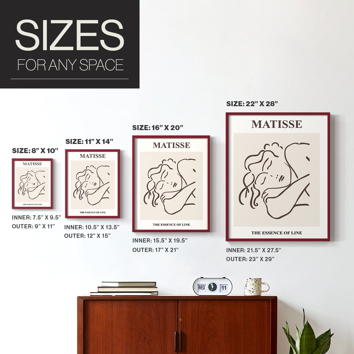Matisse CXXXII Framed Print in Red Solid Wood 11 x 14 Framed Print