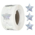 thumbnail image 1 of 500 piezas de etiquetas adhesivas en forma de estrella plateadas de 1 pulgada para tienda y hogar, 1 of 6