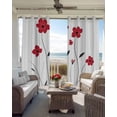 thumbnail image 4 of Blackout Curtains for Bedroom, Red Spring Floral Room Darkening Window Drapes for Living Room, Pastoral Summer Botanical Elegant Thermal Insulated Grommet Curtains, 42x84 inch, 2 Panels, 4 of 9