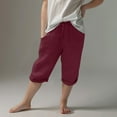 thumbnail image 2 of ZACPNCV Bermuda Shorts for Girls Knee Length Kids Summer Casual Beach Solid Elastic Waist Drawstring Straight Leg Long Shorts Burgundy 8-9 Years, 2 of 9
