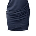 thumbnail image 5 of MORTTIC Women's Short Sleeve Ruched Bodycon Dress Solid Color Crew Neck Stretchy Casual Dress for Spring/Summer, Mid-Thigh Length, 5 of 6