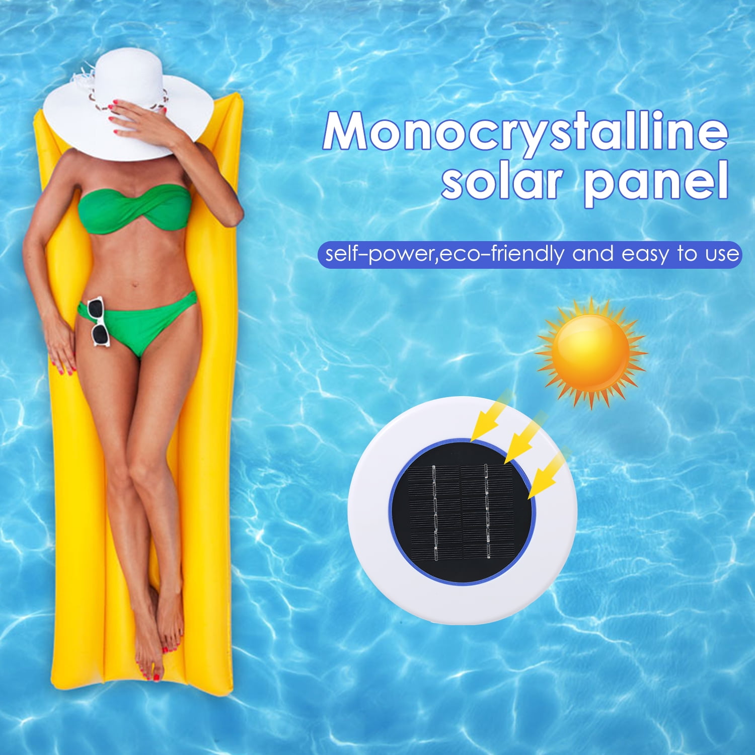 Andoer Solar Power Swimming Pool Solar Pool-Ionizer Swimming Pool Algae Inhibition Chlorine-Free Processor