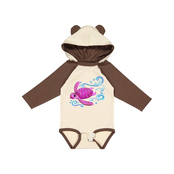 Inktastic Cute Pink Sea Turtle Boys or Girls Long Sleeve Baby Bodysuit