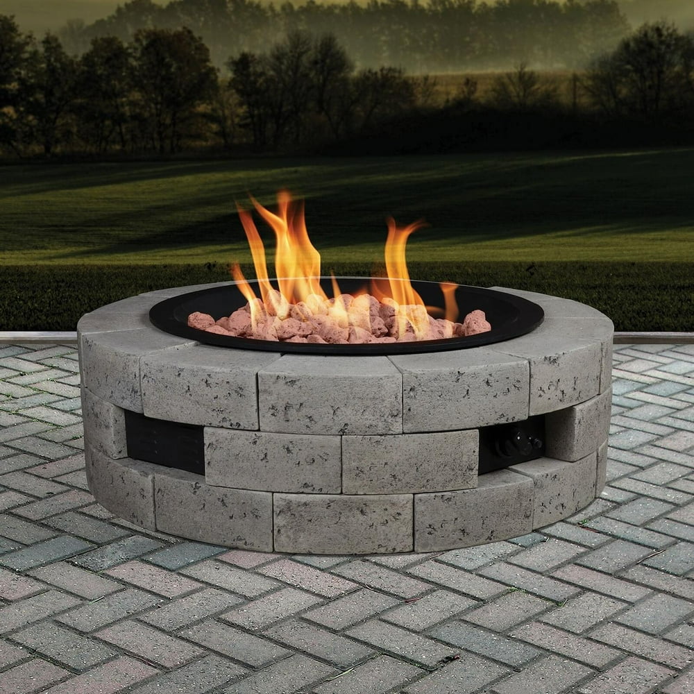 35” Decorative Round Gas Smokeless Fire Pit Kit