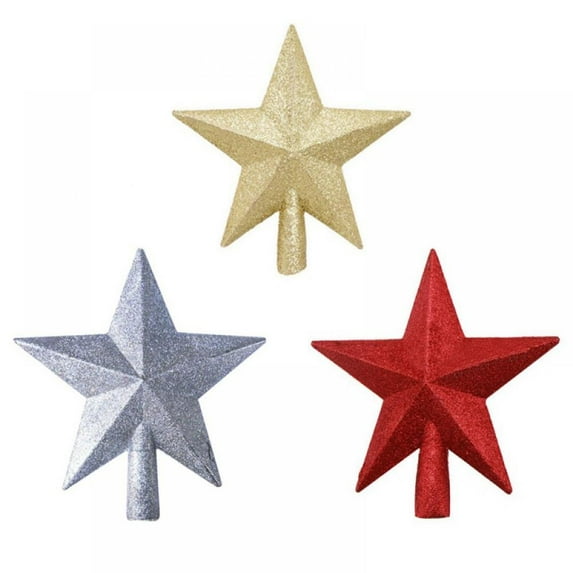 3PCS Exquisite Christmas Tree Top Star Accessories - 7.9-inch Plastic Powder Five Pointed Star, Suitable for Christmas Decorations