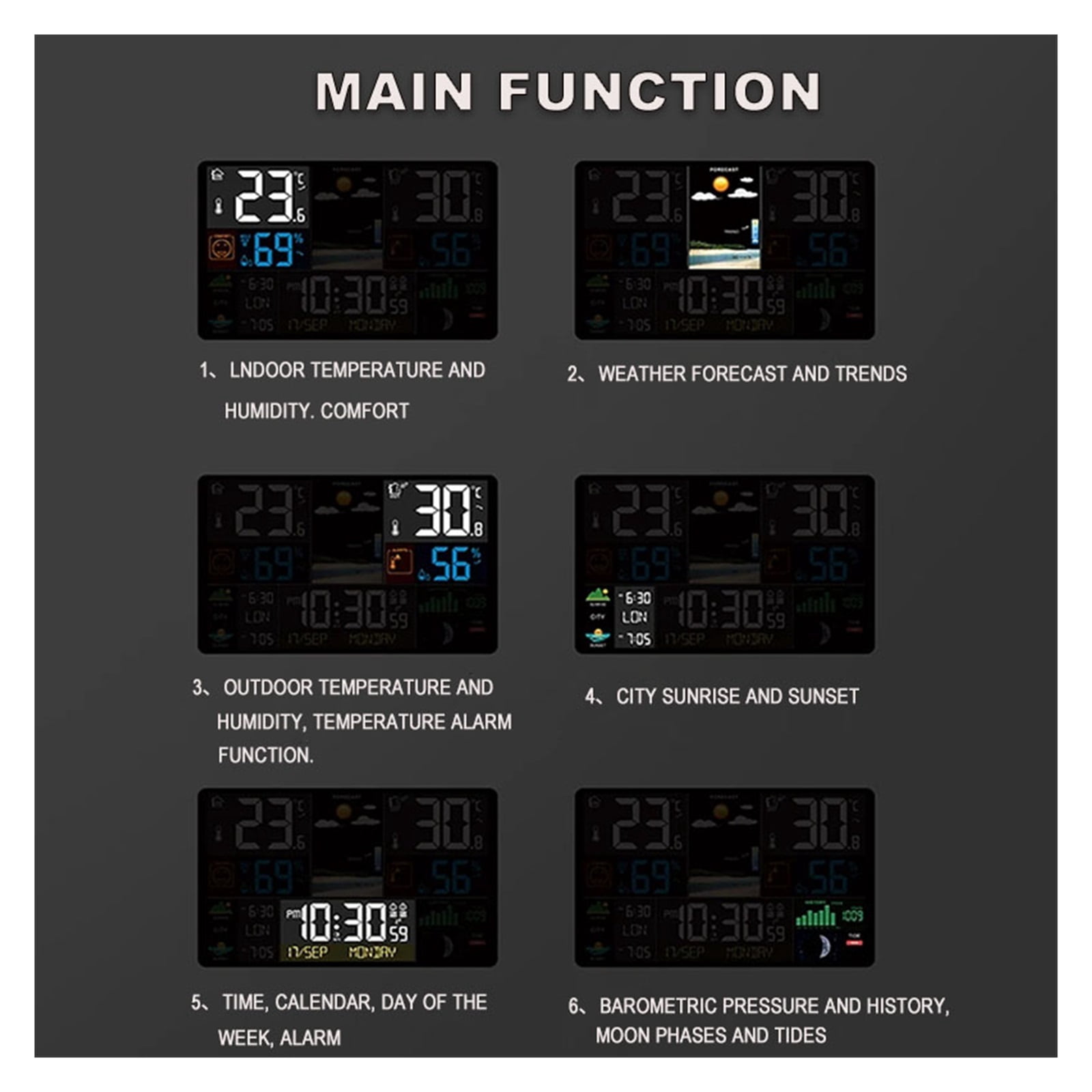 Wireless Weather Station Alarm Clock, Thermometer, Hygrometer, Touch Screen Sensor Hygrothermograph ,Fast Response