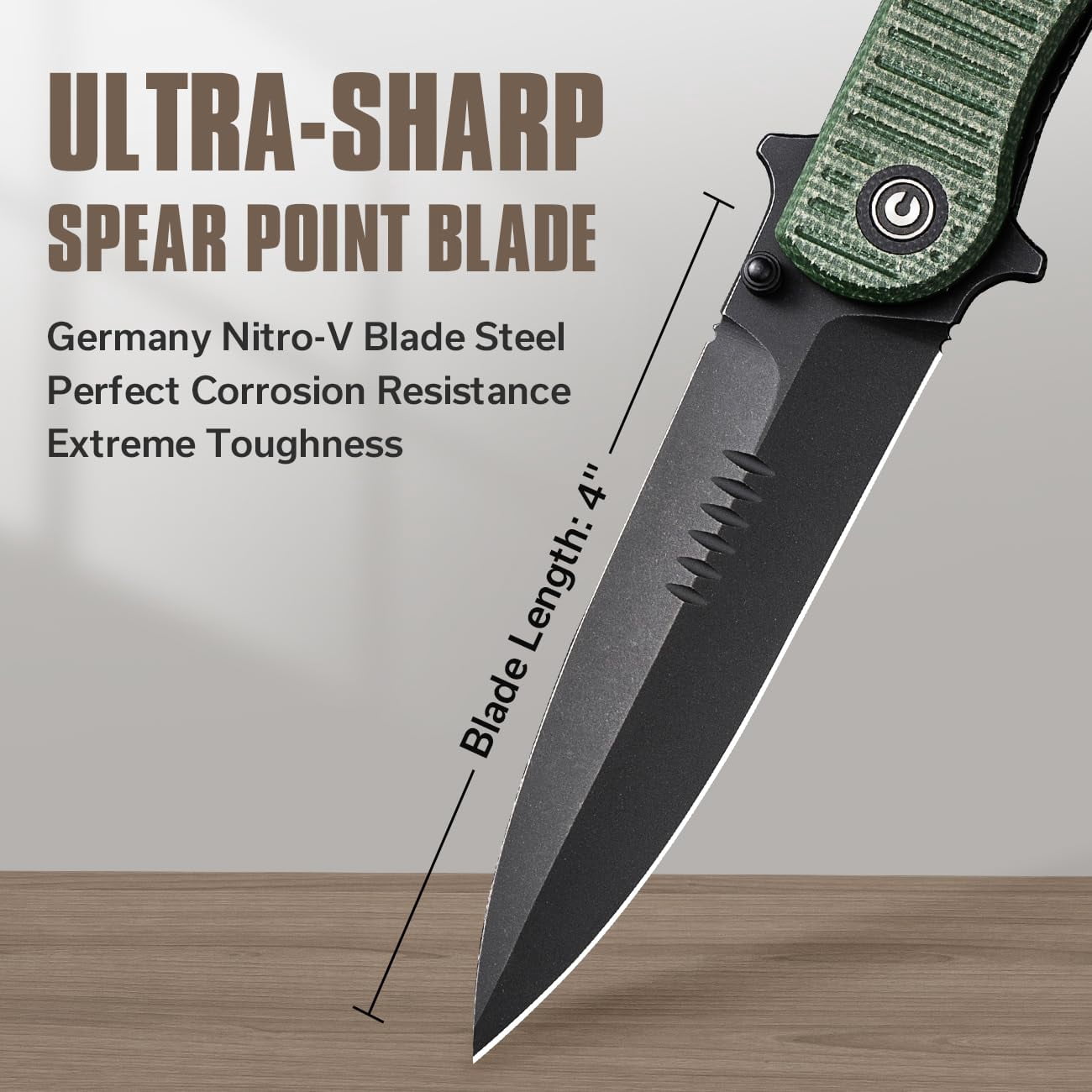 CIVIVI RS71 Pocket Knife for Men, Folding Knife with 4" Nitro-V Long Blade Micarta Full-size Handle C23025-3