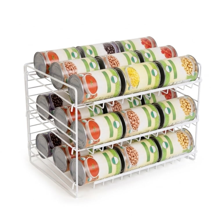 Mainstays Can Dispenser Rack Organizer White 3-Tier Steel Can