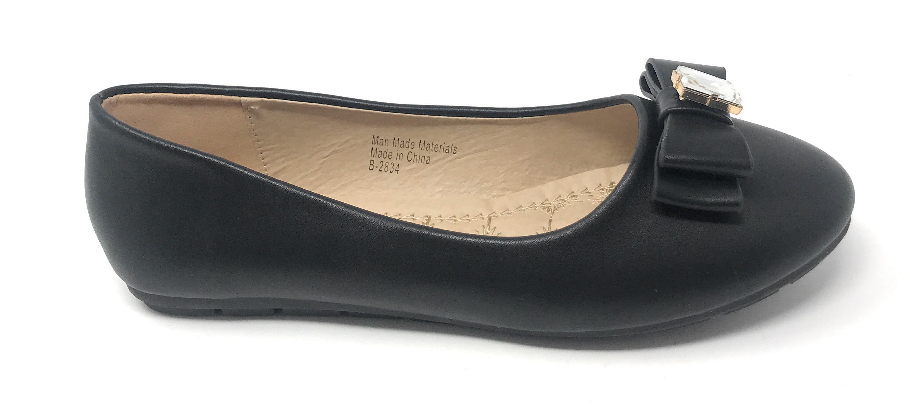 Victoria K Women's Double Bow With Big Rhinestone Ballerina Flats