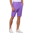 thumbnail image 4 of INSPIRE CHIC Men's Shorts Plaid Golf Color Block Flat Front Formal Check Shorts 30 Purple, 4 of 5