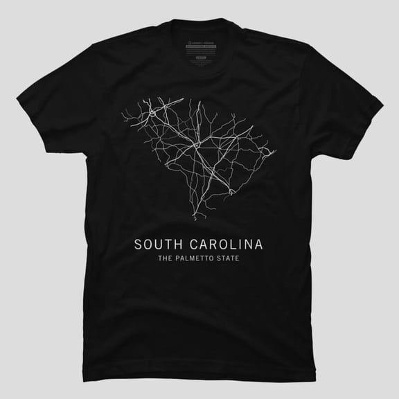 South Carolina State Road Map Souvenir Travel Graphic H12233 Unisex T-Shirt, Up to 5XL Available