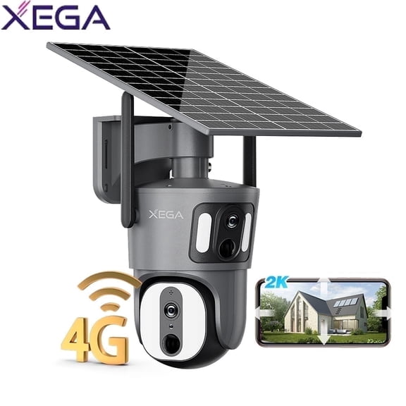 Xega XG-06 4G LTE Solar Power Outdoor Surveillance Camera, 2 Channels, with Solar Panel Bracket