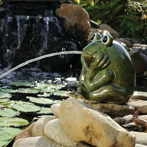 Statue Only water garden fountain toad gift decor Sitting Frog Pond Spitter 