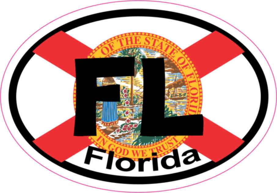Florida State Flag Oval Car Vinyl Sticker SELECT SIZE