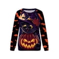 thumbnail image 1 of Sudaderas De Halloween Para Mujer Traje Festivo De Manga Larga Con Estampado De Dibujos Animados XBTCLXEBCO Calabaza Negro;M, 1 of 6