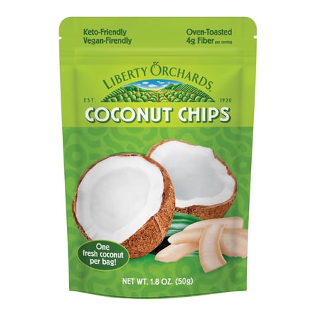 2 Liberty Orchard Organic Dried Coconut - Oven Toasted Coconut Chips for Healthy Digestion & Preservatives - Delicious Healthy Snack Ideal for Vegan and Keto Diets - One Fresh Coconut per 1.8oz -each