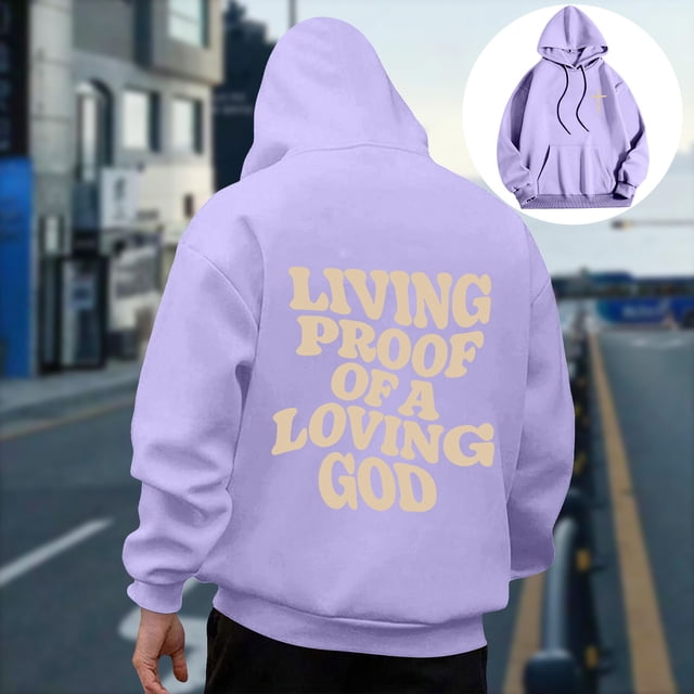 MHFRRA Sudadera Informal con Capucha y Manga Larga para Hombre con Diseño Estampado para Primavera y Otoño, Cómoda para Uso Diario Púrpura