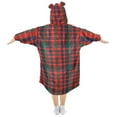 thumbnail image 2 of FORMRS Wearable Blanket Hoodie with Sleeves for Kids Cozy Flannel Sweatshirt, Red and Blue Pattern, 2 of 7