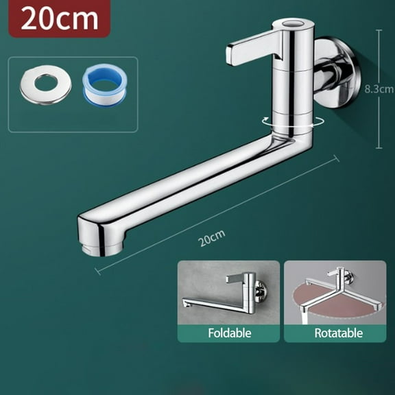 Kitchen Faucets Rotatable Extended Basin Faucet Wall Mounted Single Cold Kitchen Sink Mop Pool Faucet Copper Cold Water Taps