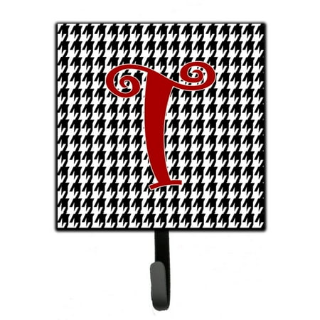

Carolines Treasures CJ1035-TSH4 Letter T Initial Monogram - Houndstooth Black Leash or Key Holder 7Hx4.25W multicolor