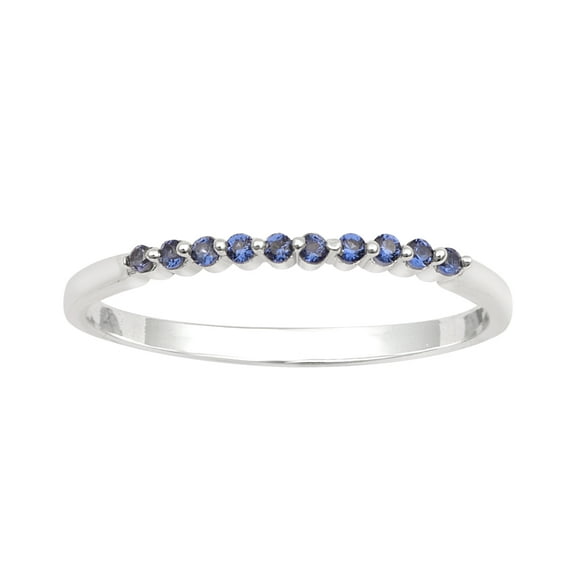 0.30 Ctw Round Shape Simulated Tanzanite 925 Sterling Silver Half Eternity Mother's Day Gift Ring (Ring Size 9)