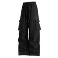 thumbnail image 4 of Tiweut Mens Pants Long Wide Straight Leg Elastic Waisted Outdoor Walking with Pockets Relaxed Fit Trousers Black,3XL, 4 of 4