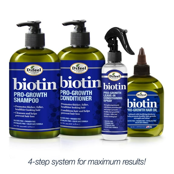Difeel Biotin Regimen for Hair Growth - 4-Step Shampoo, Condition and Treatment System