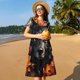 thumbnail image 4 of Disketp Colorful Floral Black Dog para Vestido de Manga Corta para Mujeres, Vestidos de Verano para Mujeres, Casual y Holgado para la Playa, 4 of 6