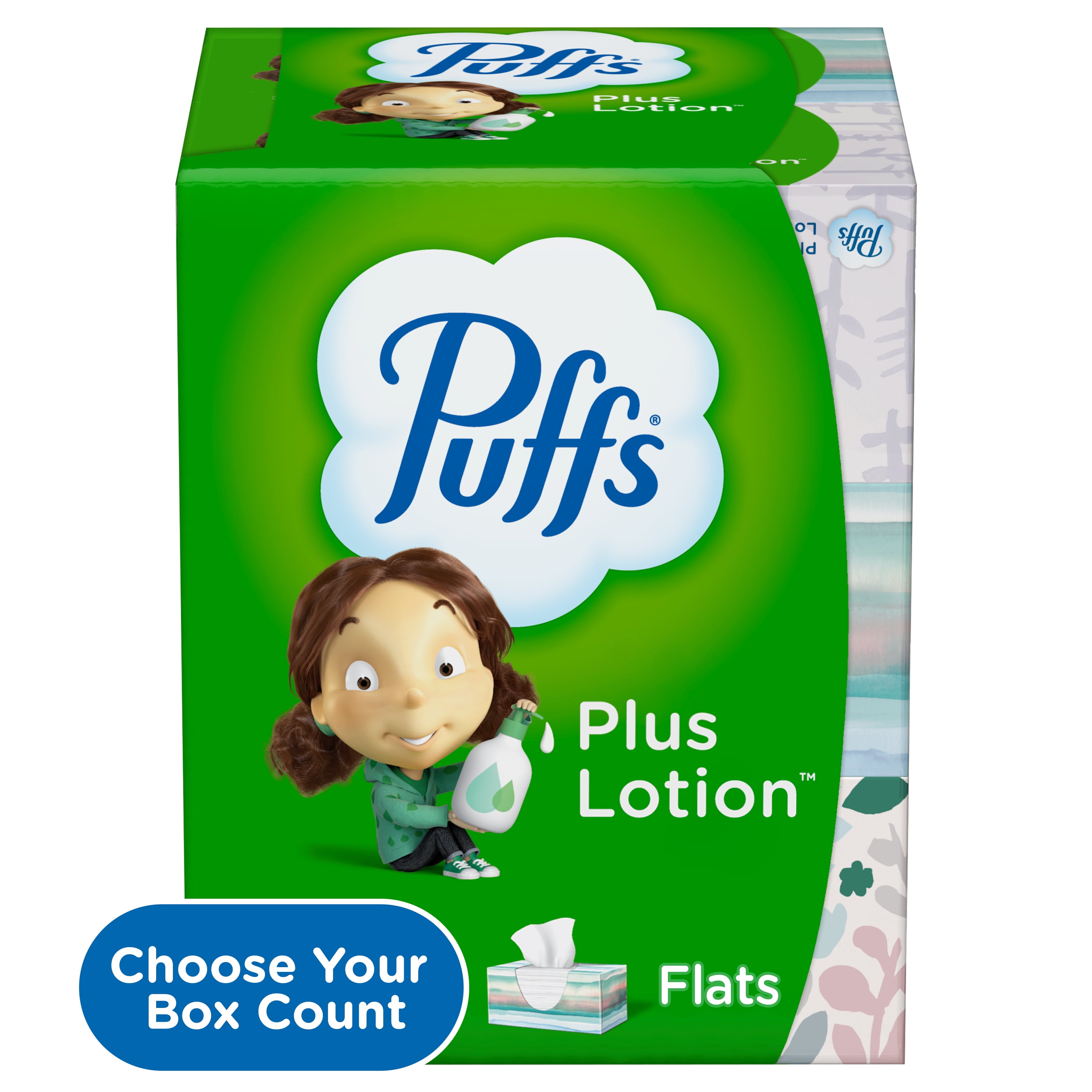 Puffs Plus Lotion Facial Tissue, 6 Family Boxes, 124 Count Per Box