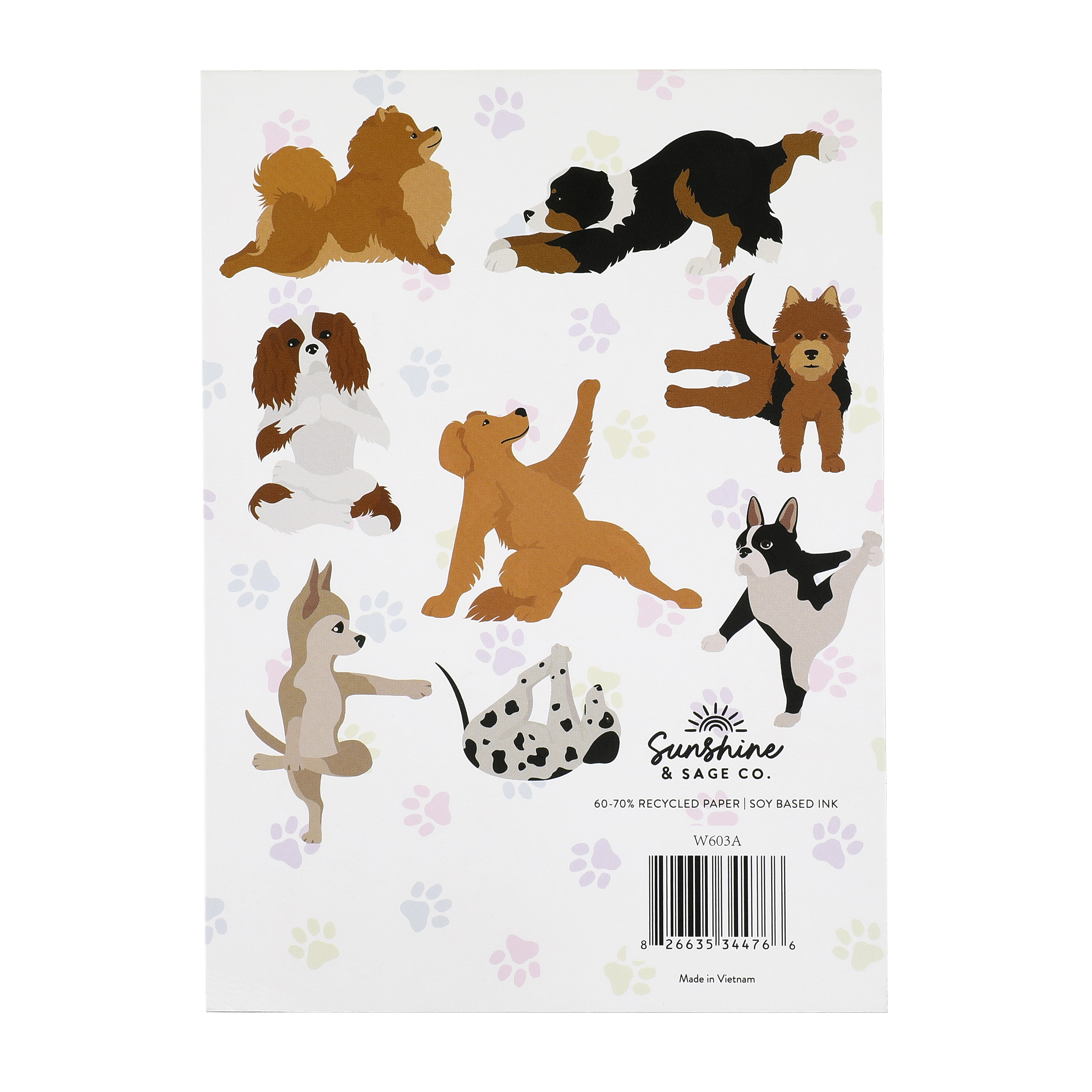 (2 pack) Sunshine & Sage Dog Lovers Yoga Journal with 100 Sheets Narrow Ruled - Decorative Writing Pad