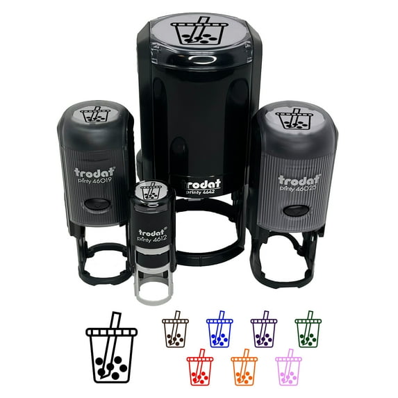 Boba Bubble Milk Tea Self-Inking Rubber Stamp Ink Stamper - Fuchsia Ink - Small 3/4 Inch