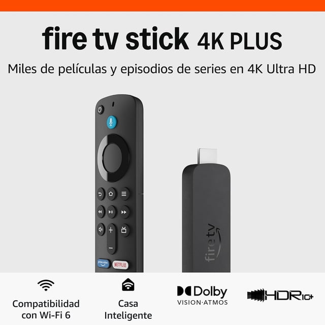 Fire TV Stick 4K Plus, compatible con Wi-Fi 6, Dolby Vision/Atmos