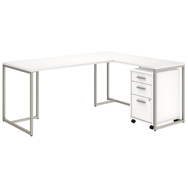 Method 72W L Shaped Desk with Mobile File Cabinet in White - Engineered Wood