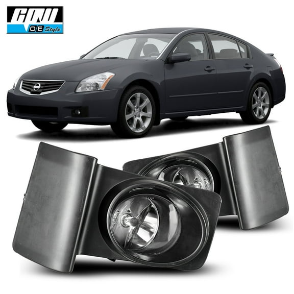 Halogen Clear Lens Fog Lights Pair Set for 2006-2008 Nissan Maxima, Wiring Kit and Switch Included