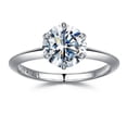 thumbnail image 1 of Anillo solitario redondo de moissanita SMILEST de 2 quilates en D, color VVS1, 1 of 8