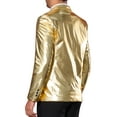 thumbnail image 3 of INSPIRE CHIC Men's Suit Shimmering Blazer Peak Lapel Double-Breast Regular Fit Party Style Blazers M Golden, 3 of 5