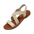 thumbnail image 3 of Sandals With Back Strap, Women's Flat Sandals, Women Flat Sandals, Strap Sandals, Women's Elastic Flat Sandals - Comfort Open Toe Elastic Ankle Strap Slip On Casual Walking Summer Shoes, Beige 5.5, 3 of 7