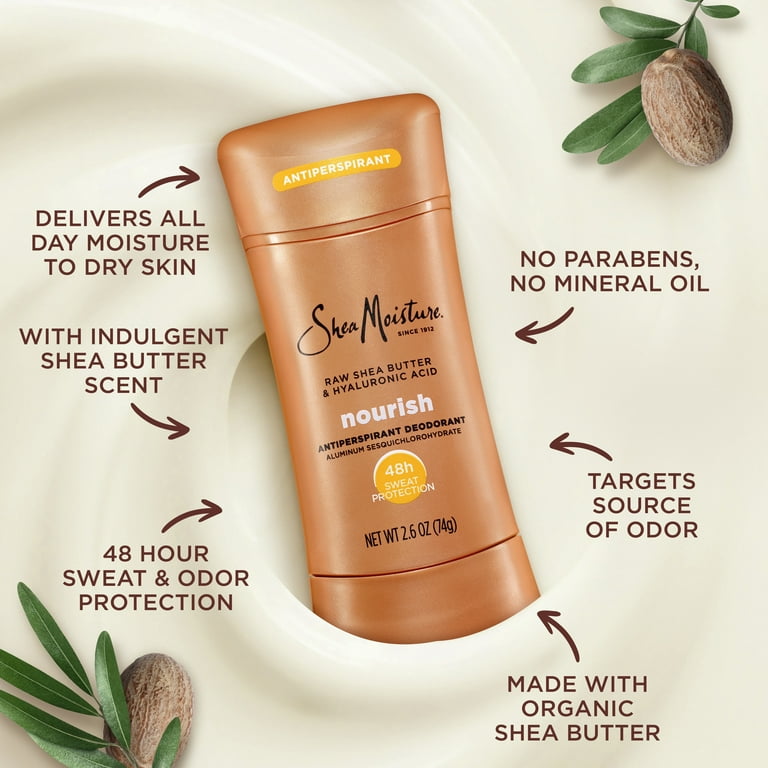 SheaMoisture Antiperspirant Deodorant Stick Moisturizing Raw Shea Butter & Hyaluronic Acid