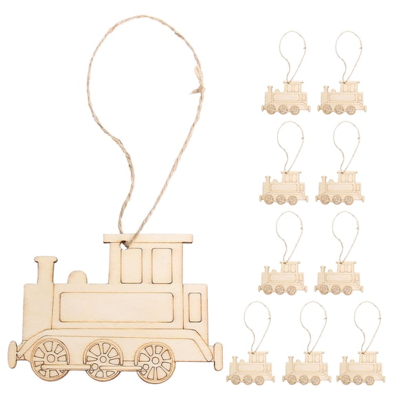 MOVTOTOP 10Pcs Wood Train Crafts Khaki Color for DIY and Decoration in Living Room and Study Room