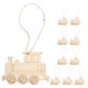 thumbnail image 1 of Adornos de tren de madera, colgantes de cabeza de tren de madera en blanco, rebanadas artesanales de tren de madera, 10 Uds., 1 of 7